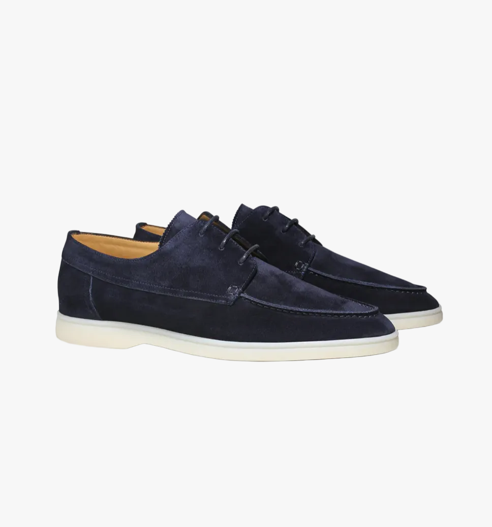 Men's Suede Loafers | Lace-Up Closure & Moc Toe