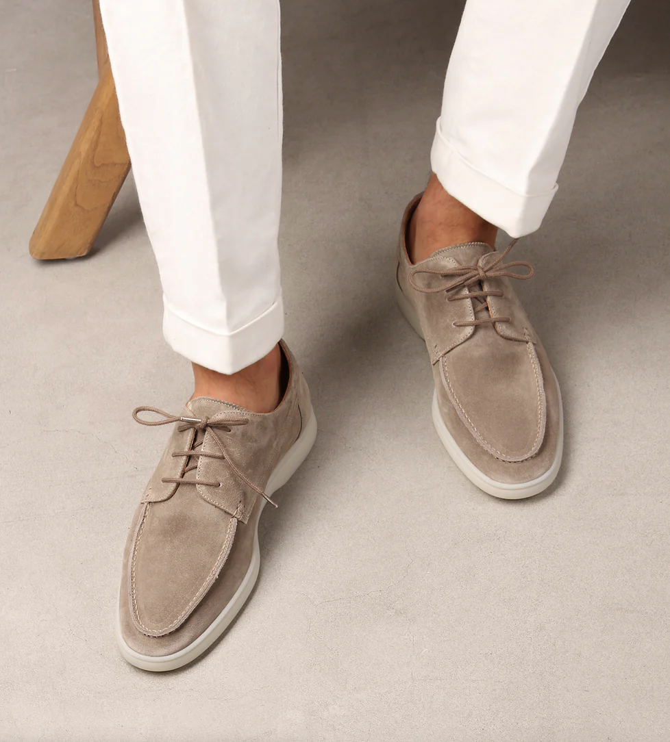 Men's Suede Loafers | Lace-Up Closure & Moc Toe