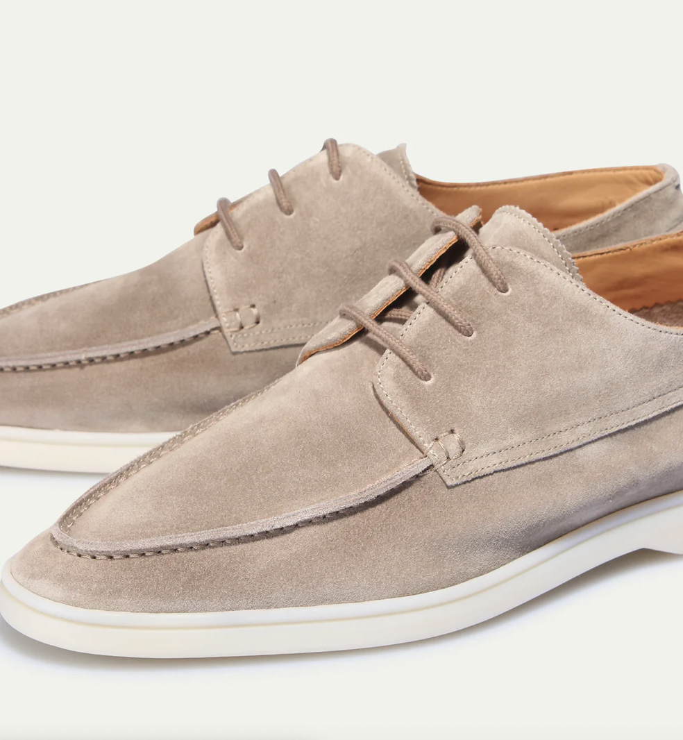 Men's Suede Loafers | Lace-Up Closure & Moc Toe
