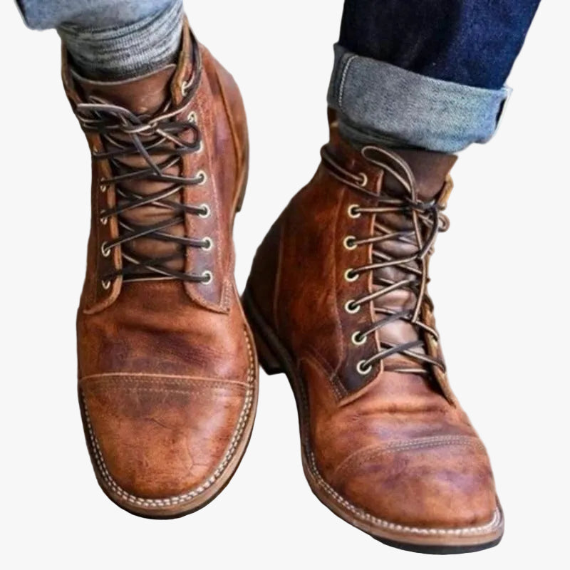 Men's Synthetic Ankle Boots | Lace-Up Front & Cap Toe