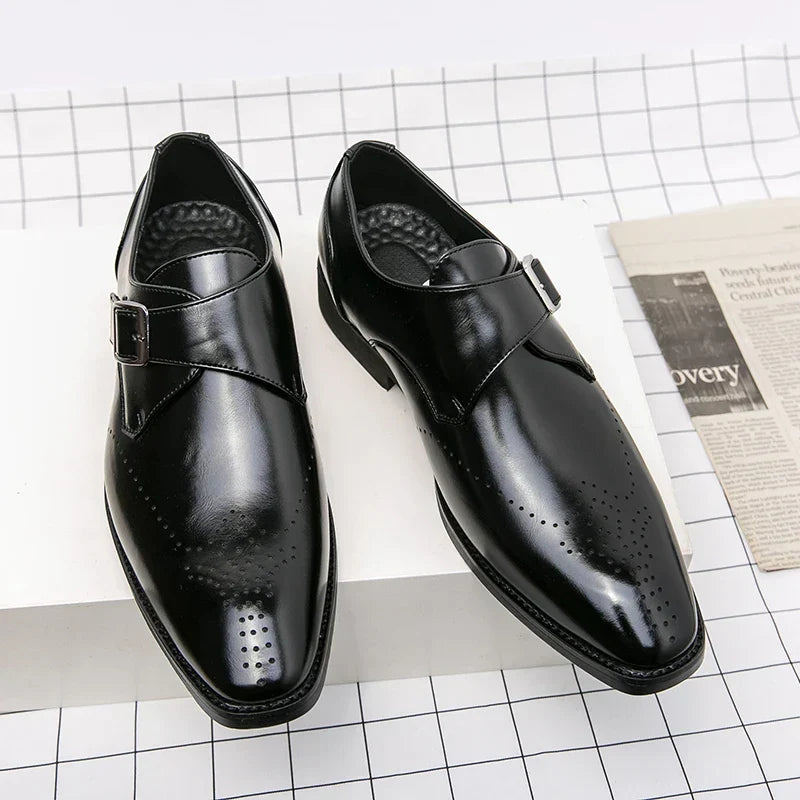 Men's Synthetic Dress Shoes | Monk Strap & Perforated Toe