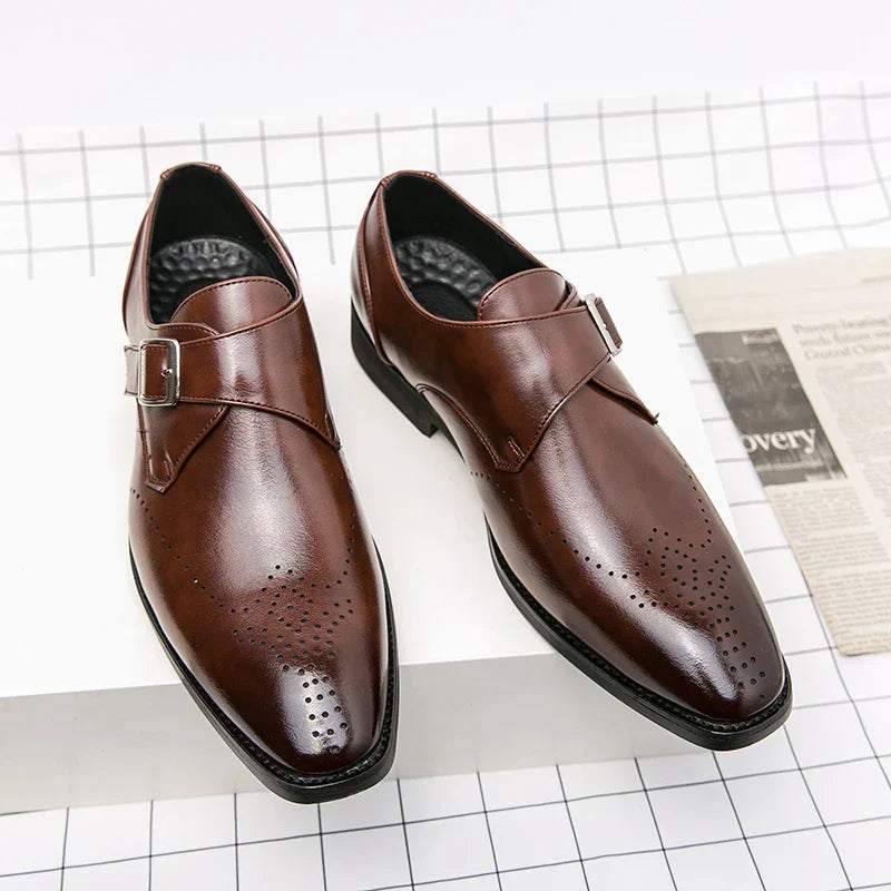 Men's Synthetic Dress Shoes | Monk Strap & Perforated Toe