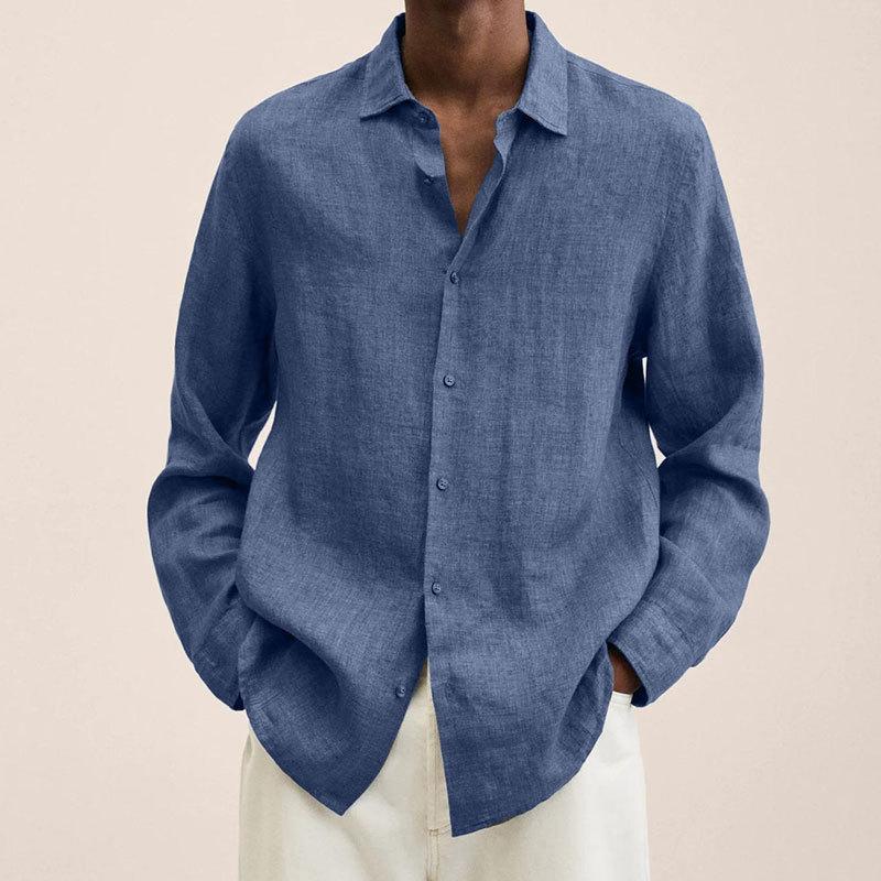 Men's Textured Long-Sleeve Shirt | Lapel Collar