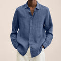 Men's Textured Long-Sleeve Shirt | Lapel Collar