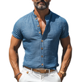 Men's Textured Short-Sleeve Shirt | Wooden Buttons