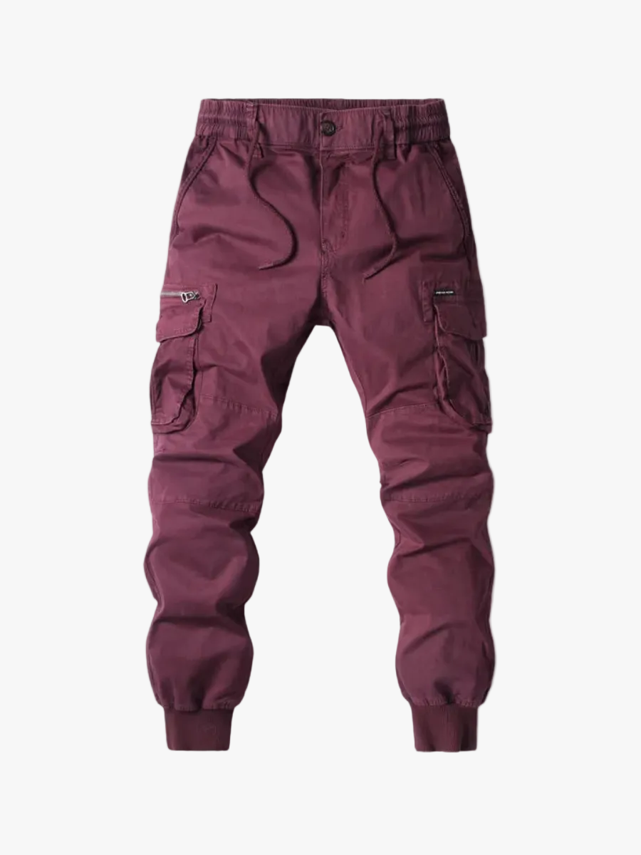 Men's Twill Cargo Jogger Pants | Zip Pockets & Drawstring Waist