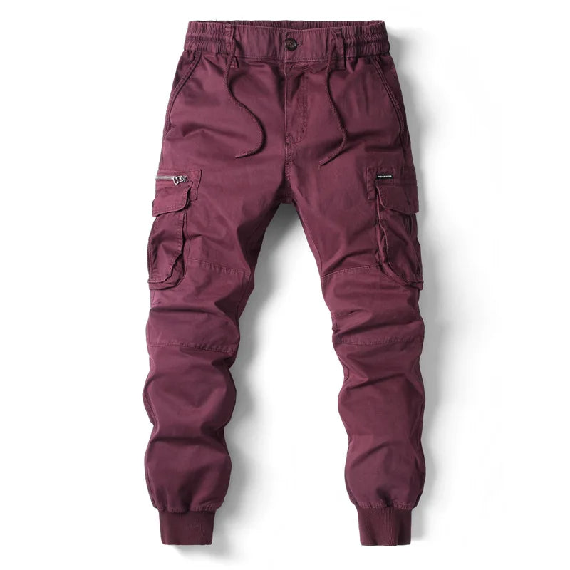 Men's Twill Cargo Jogger Pants | Zip Pockets & Drawstring Waist