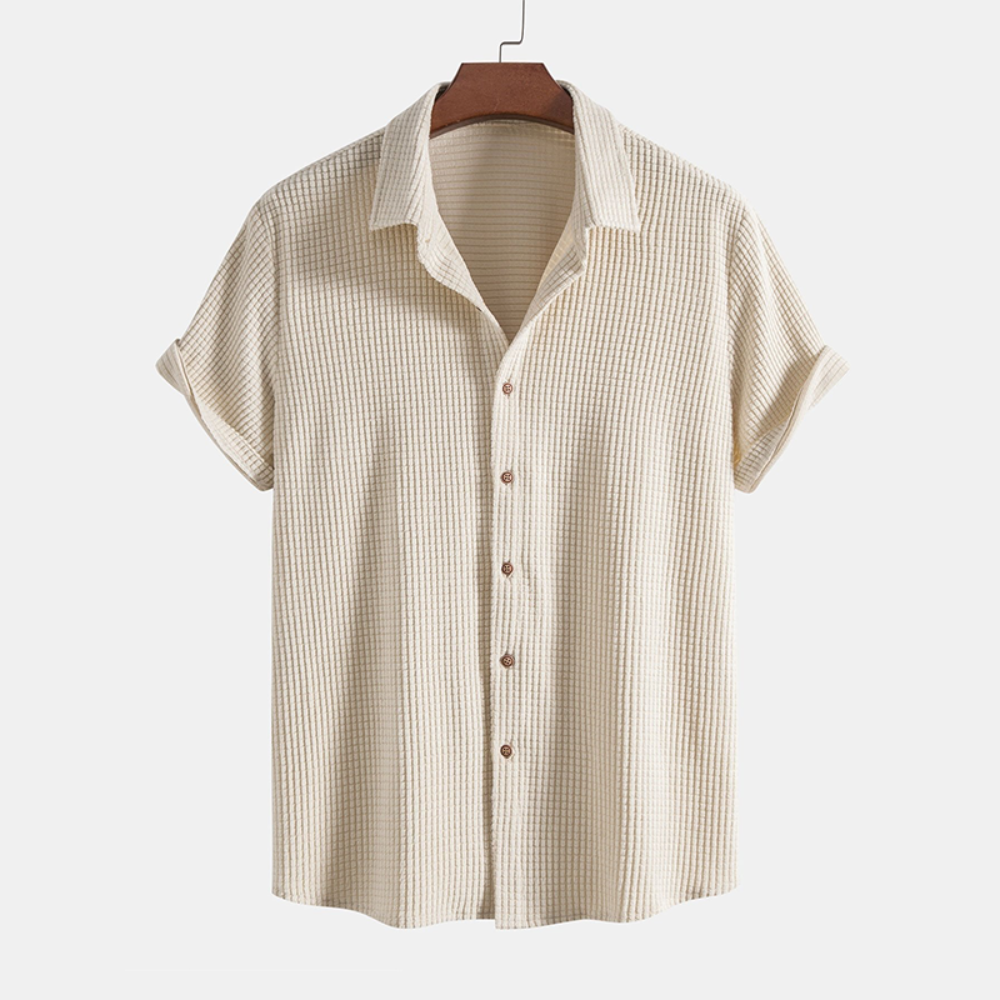 Men's Waffle-Knit Lounge Set | Button Shirt & Drawstring Shorts