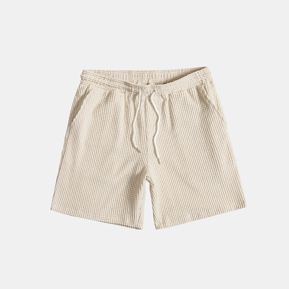 Men's Waffle-Knit Lounge Set | Button Shirt & Drawstring Shorts