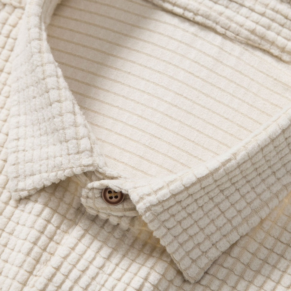 Men's Waffle-Knit Lounge Set | Button Shirt & Drawstring Shorts