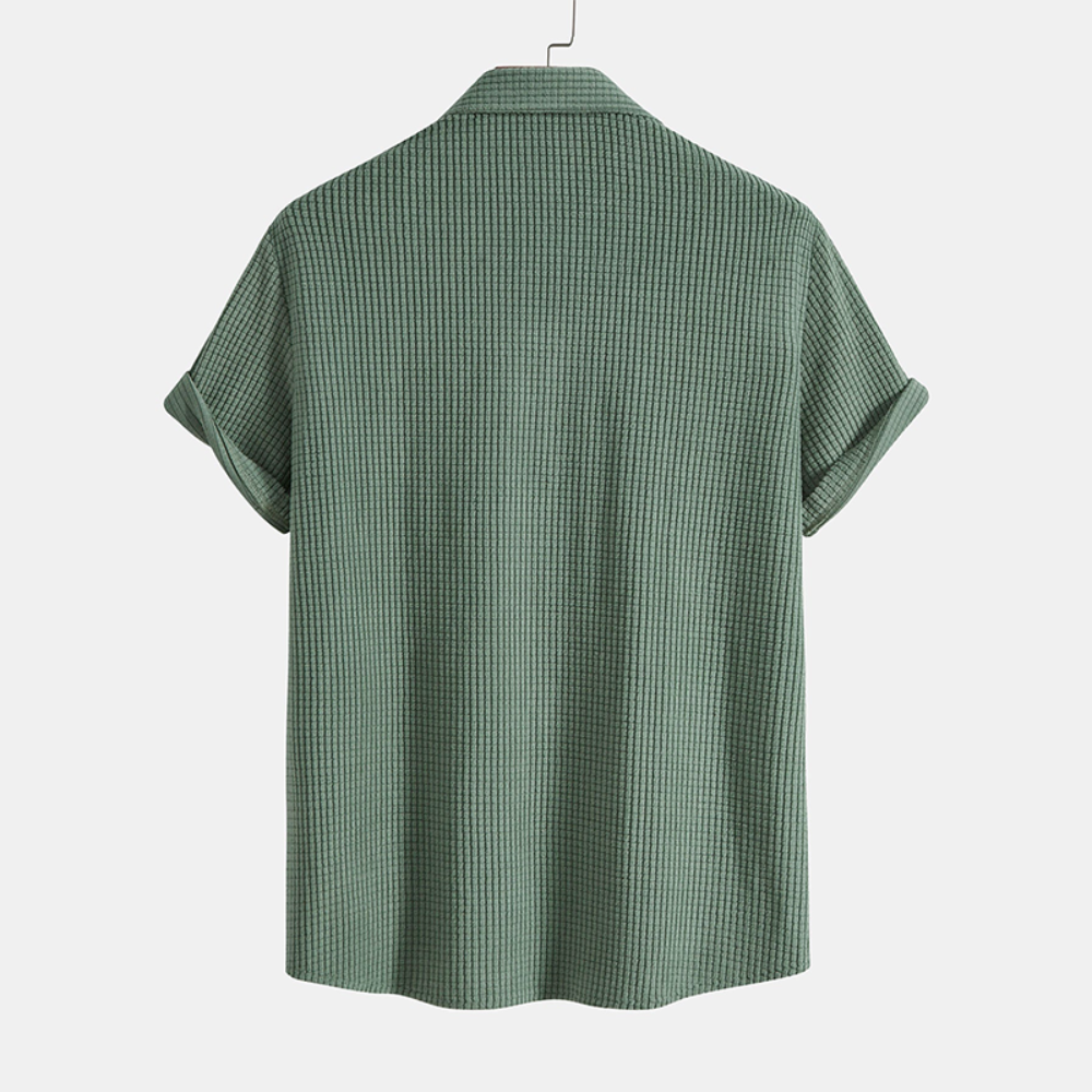 Men's Waffle-Knit Lounge Set | Button Shirt & Drawstring Shorts