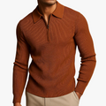 Men's Waffle Knit Sweater | Quarter Zip & Pointed Collar