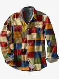 Men's Button-Front Shirt | Patchwork Panels & Chest Pocket