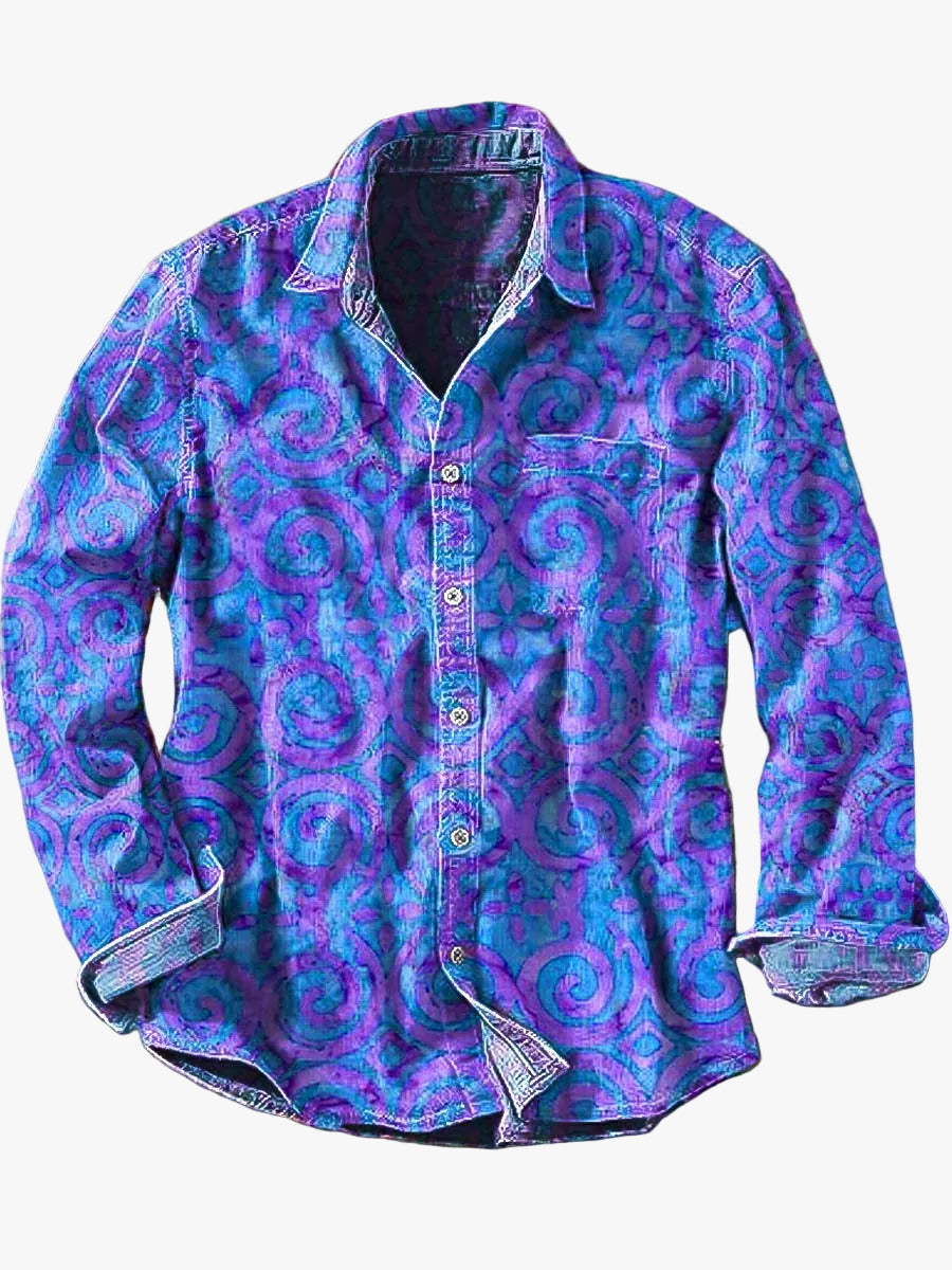 Men's Button-Front Shirt | Printed Pattern & Chest Pocket