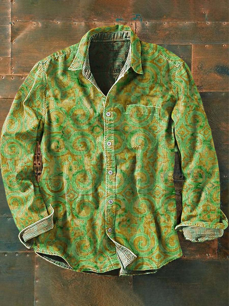 Men's Button-Front Shirt | Printed Pattern & Chest Pocket