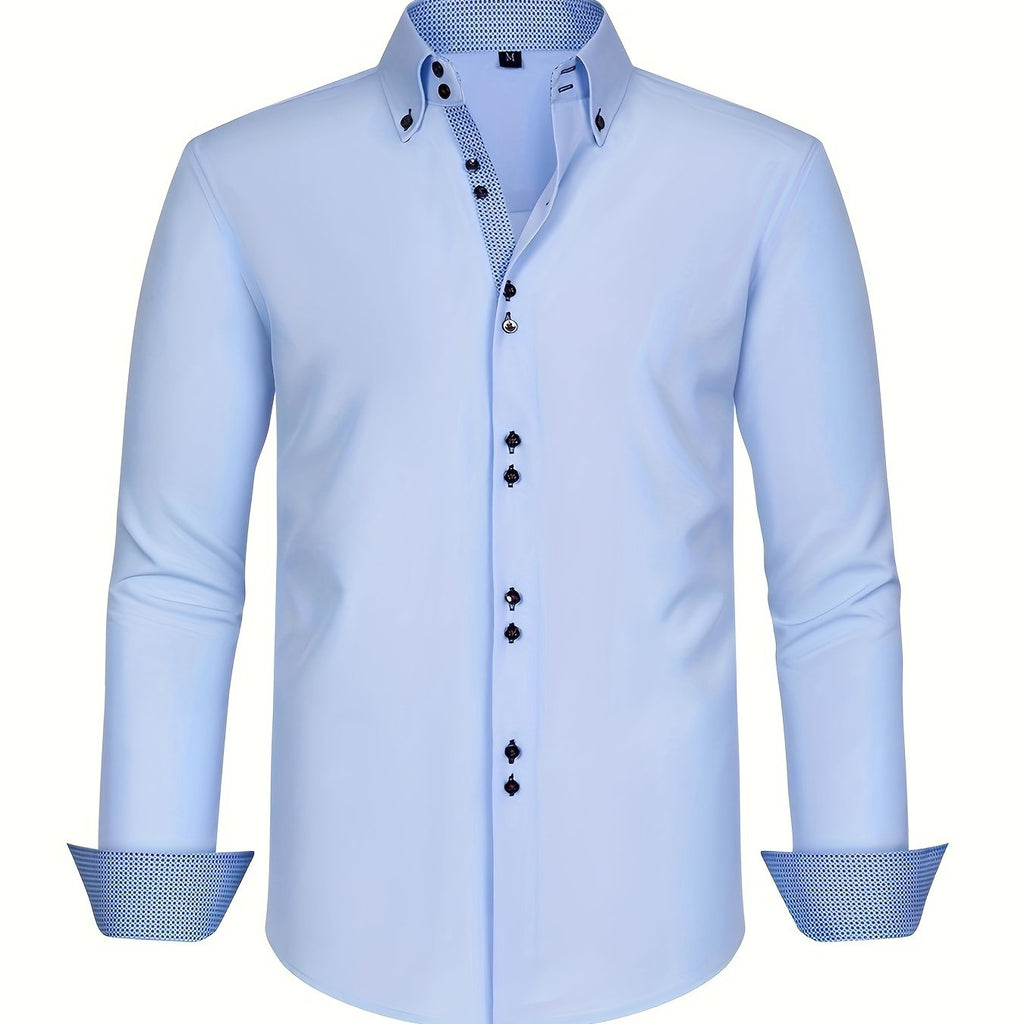 Men's Button-Up Shirt | Patterned Cuffs & Collar