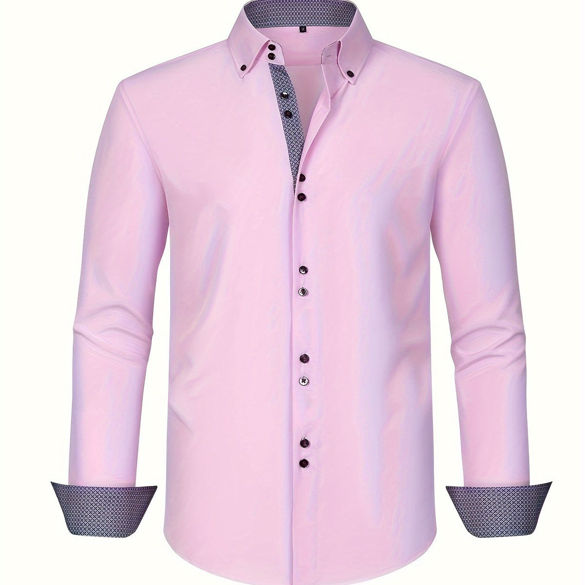 Men's Button-Up Shirt | Patterned Cuffs & Collar