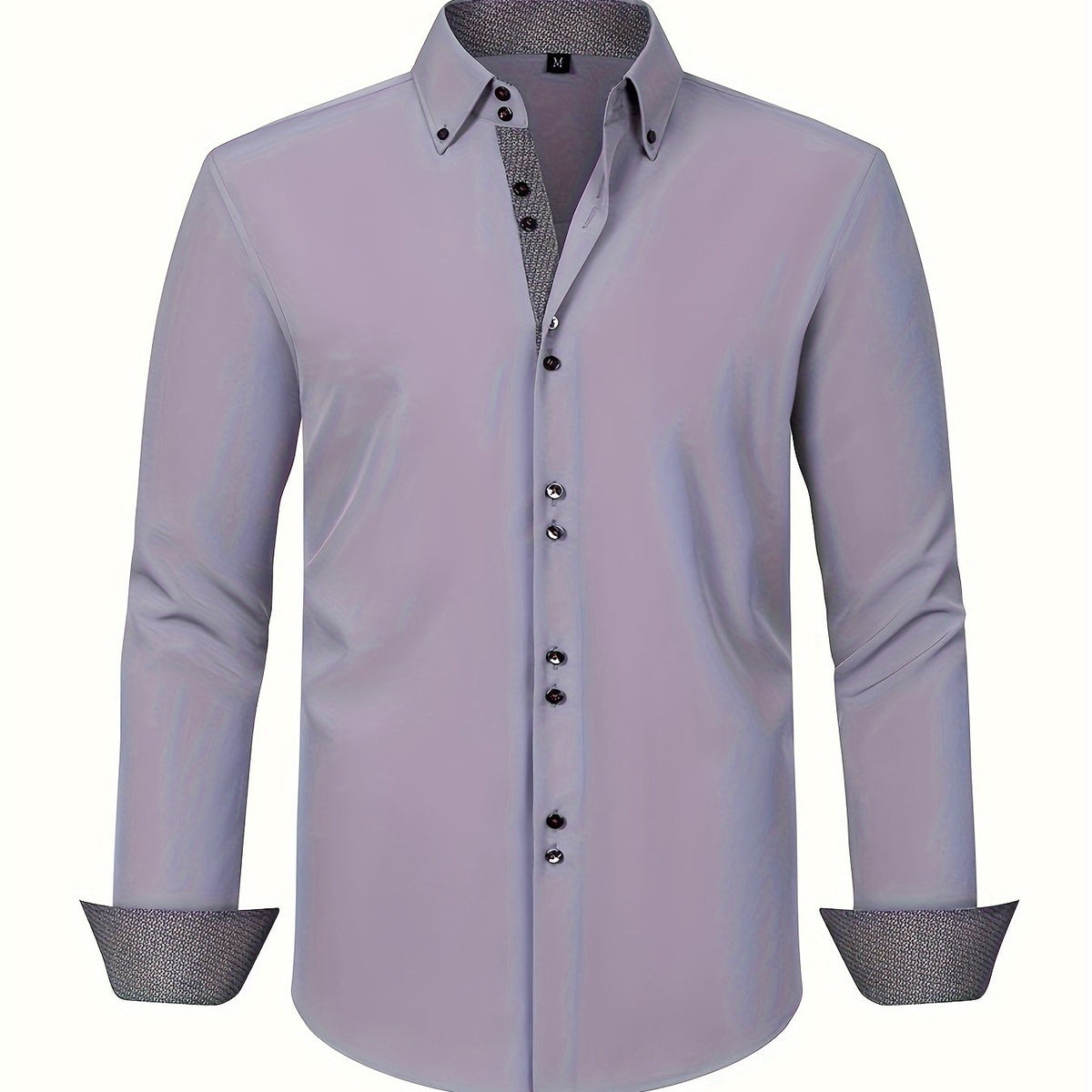 Men's Button-Up Shirt | Patterned Cuffs & Collar