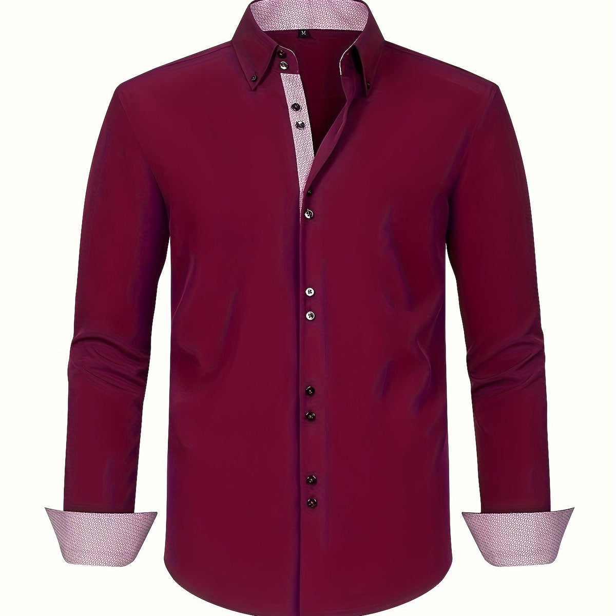Men's Button-Up Shirt | Patterned Cuffs & Collar