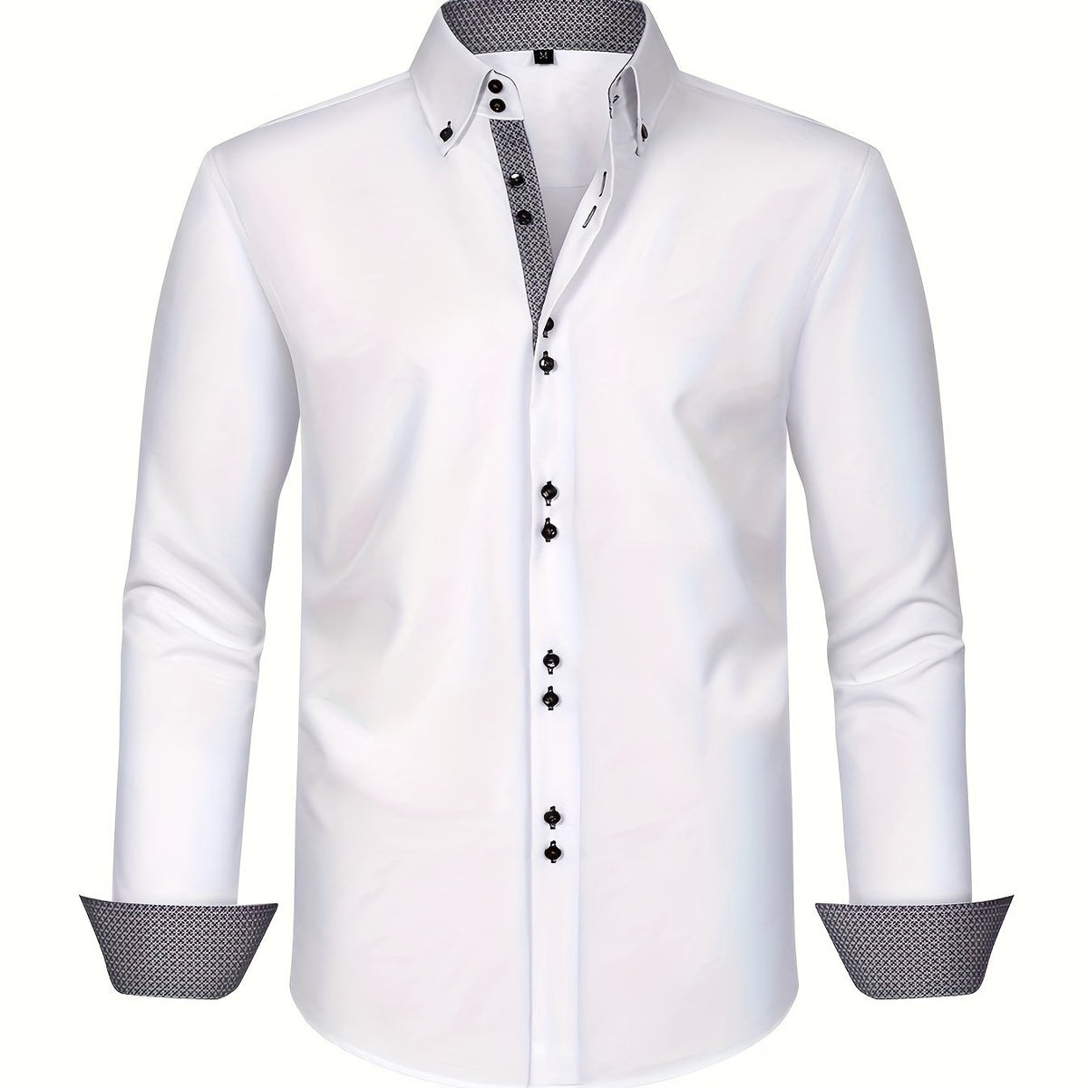 Men's Button-Up Shirt | Patterned Cuffs & Collar