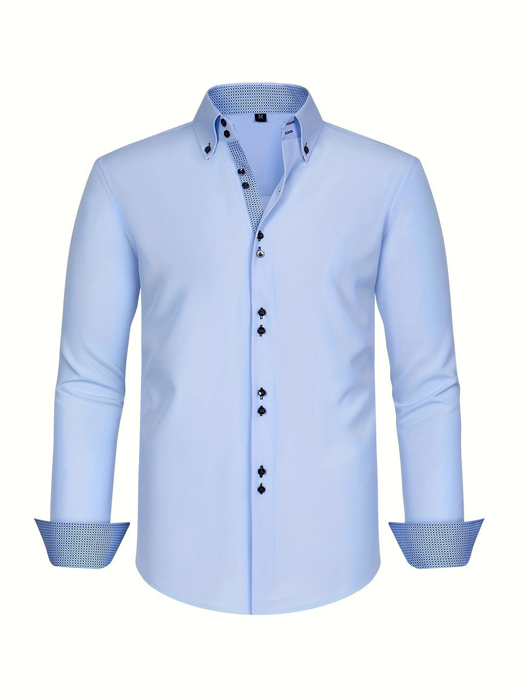 Men's Button-Up Shirt | Patterned Cuffs & Collar