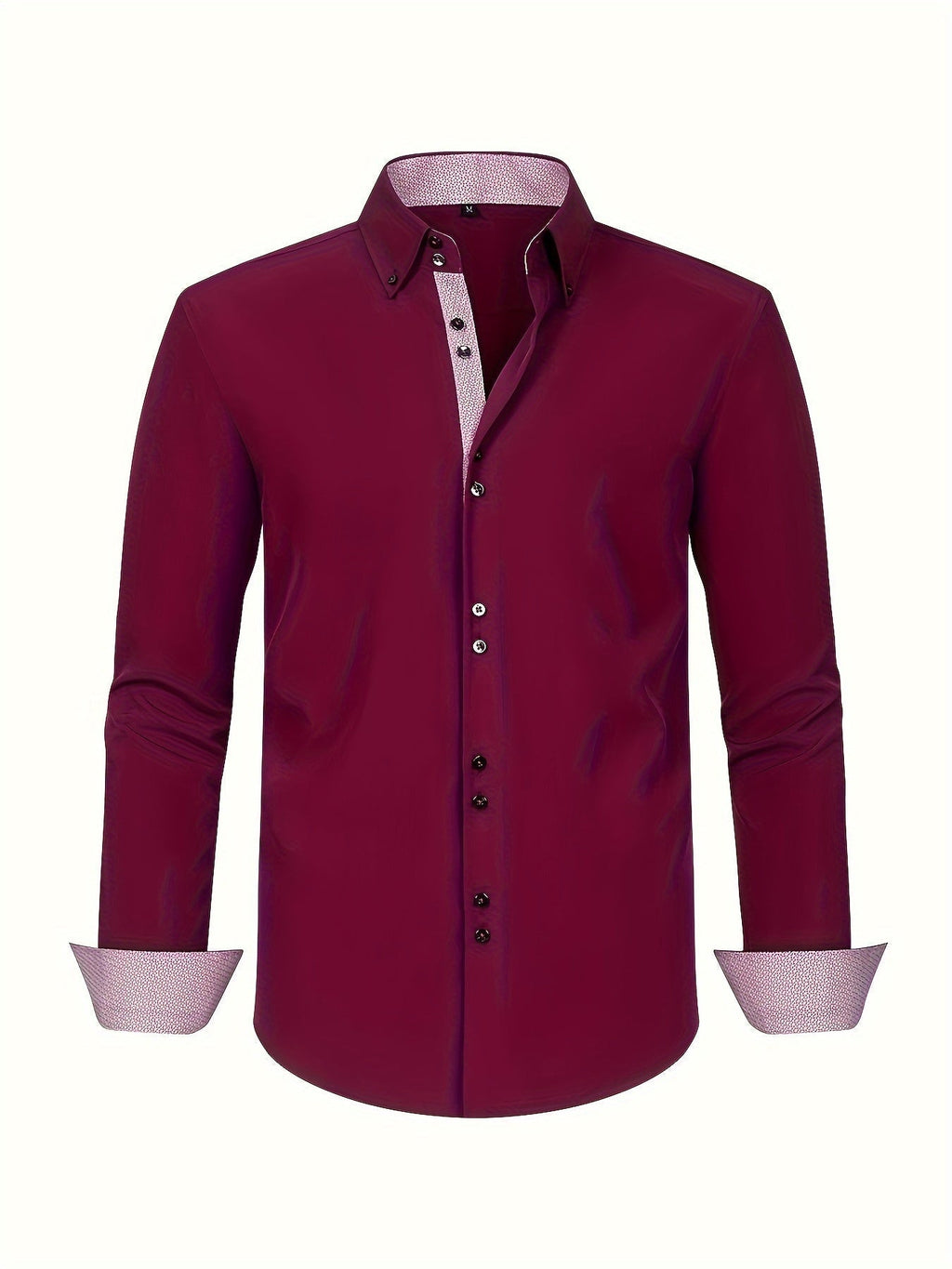Men's Button-Up Shirt | Patterned Cuffs & Collar