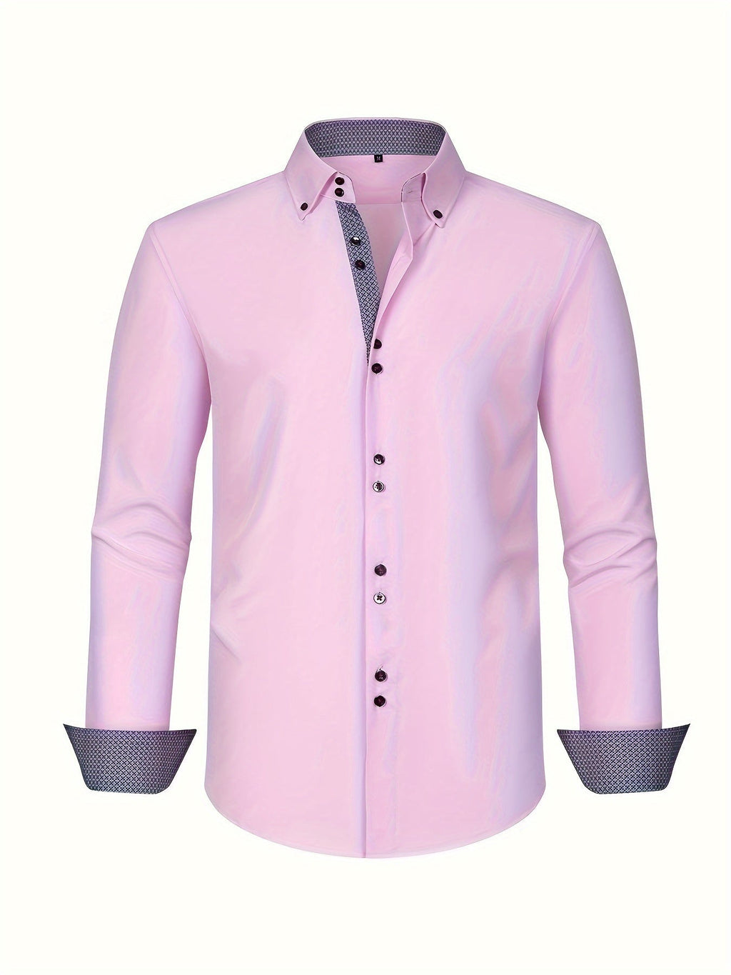Men's Button-Up Shirt | Patterned Cuffs & Collar