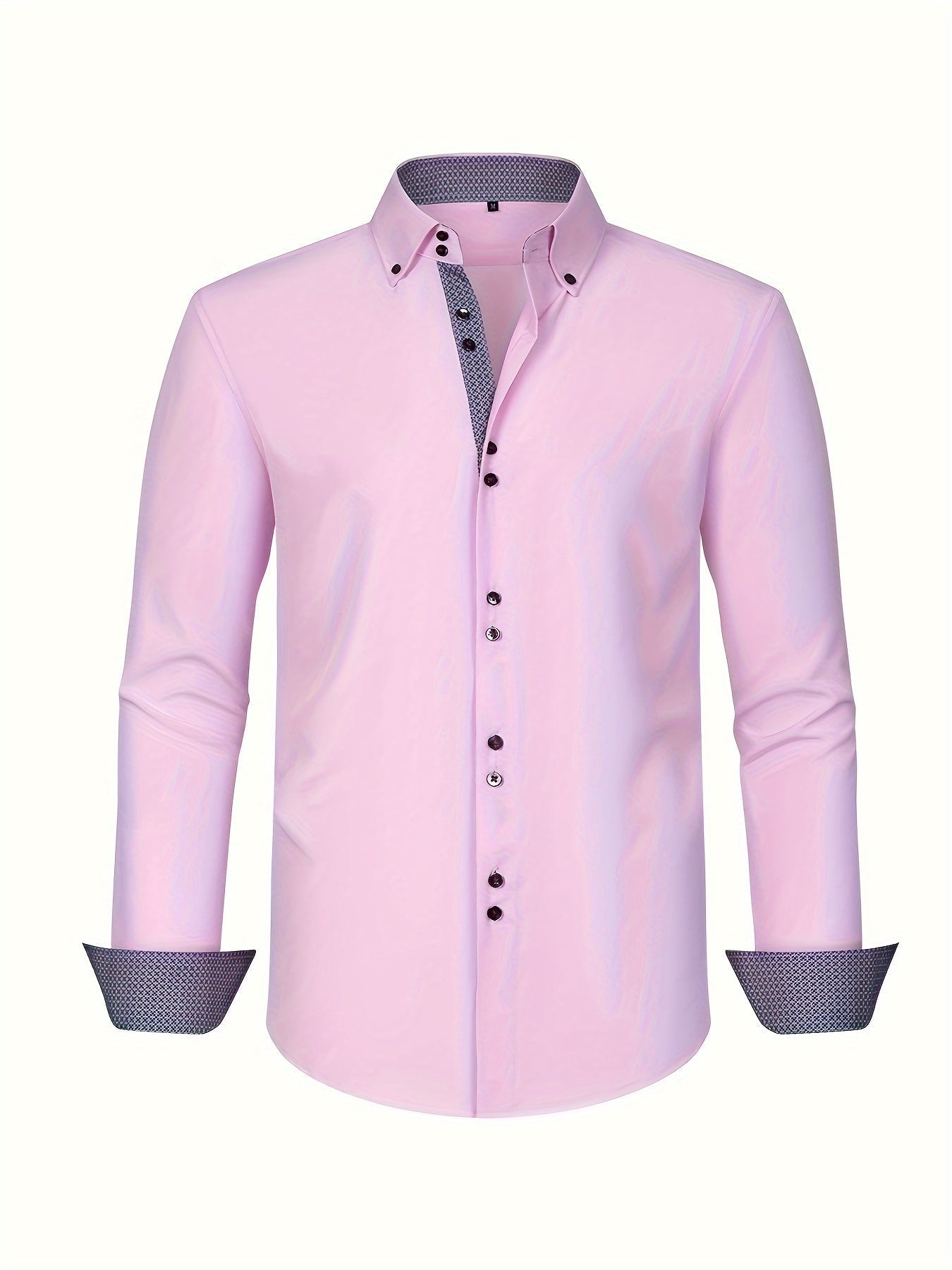 Men's Button-Up Shirt | Patterned Cuffs & Collar