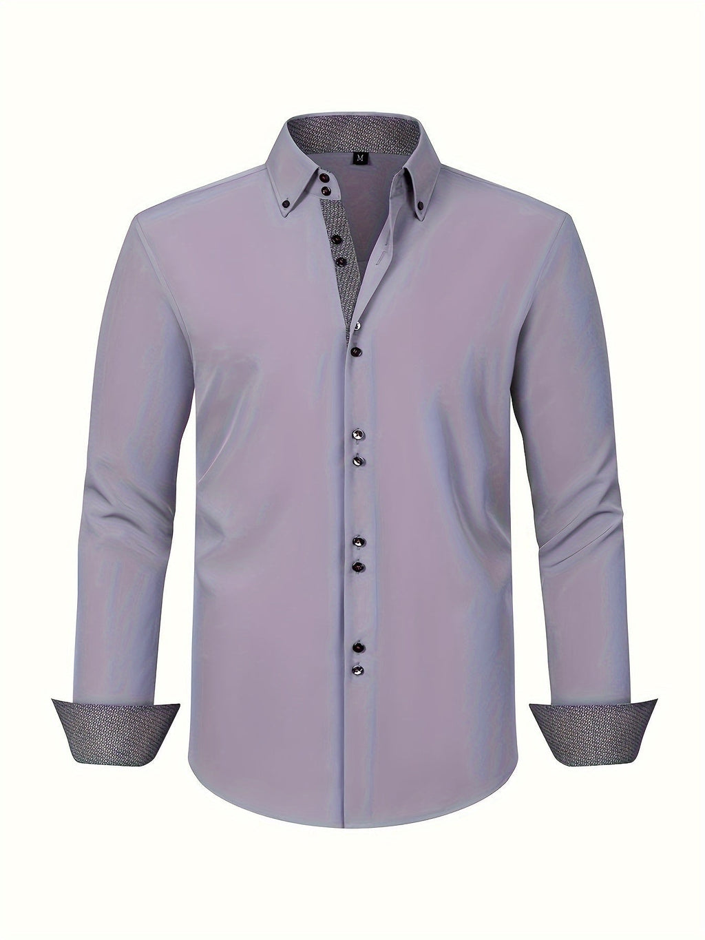 Men's Button-Up Shirt | Patterned Cuffs & Collar