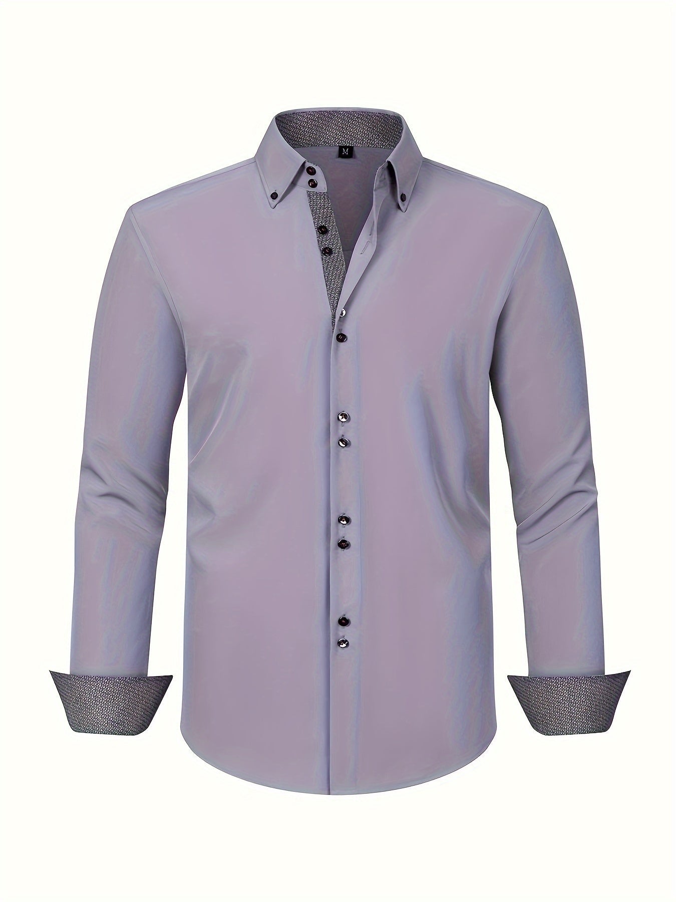 Men's Button-Up Shirt | Patterned Cuffs & Collar
