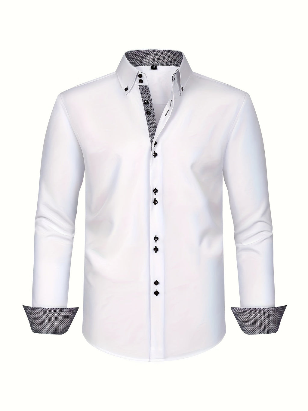 Men's Button-Up Shirt | Patterned Cuffs & Collar