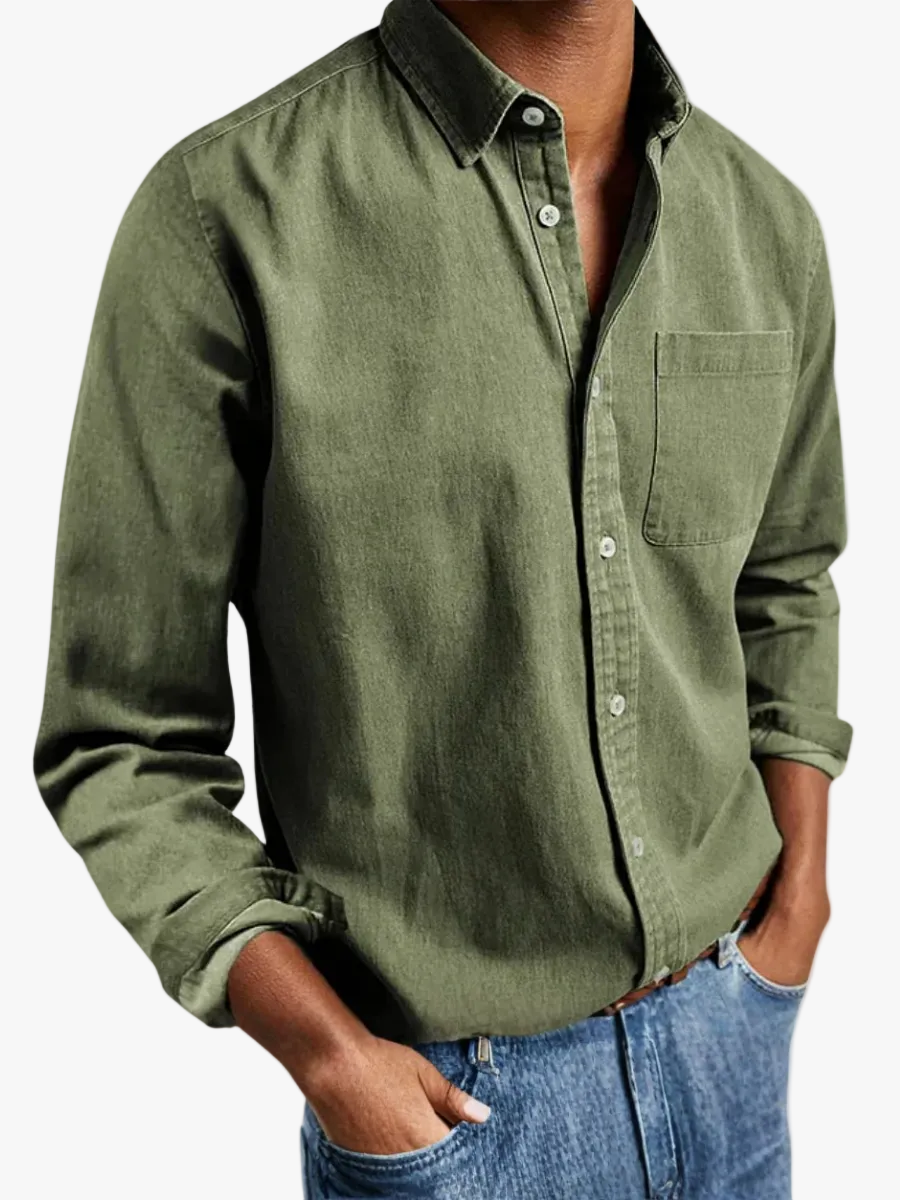 Men's Button-Up Shirt | Spread Collar & Chest Pocket