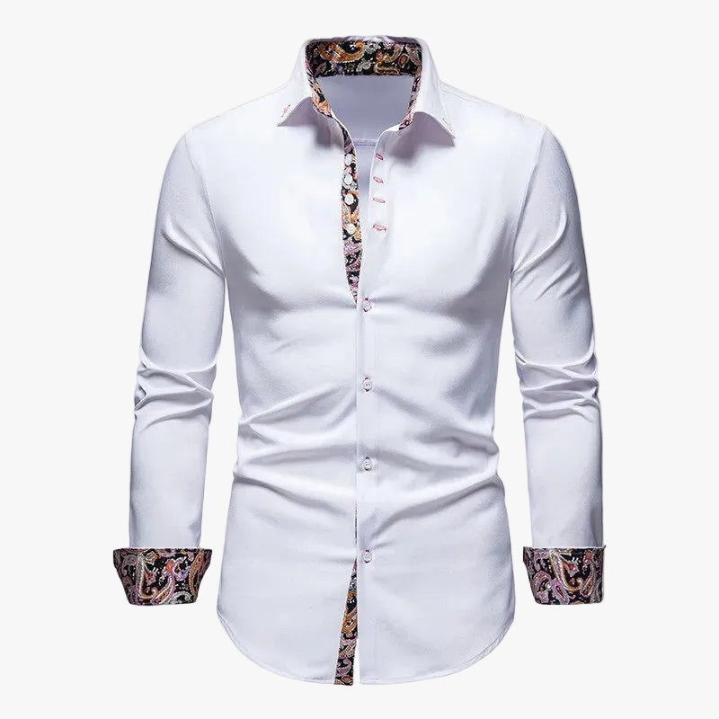 Men's Button-Up Shirt | Spread Collar & Pattern Trim