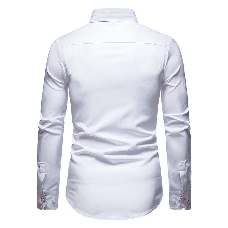 Men's Button-Up Shirt | Spread Collar & Pattern Trim