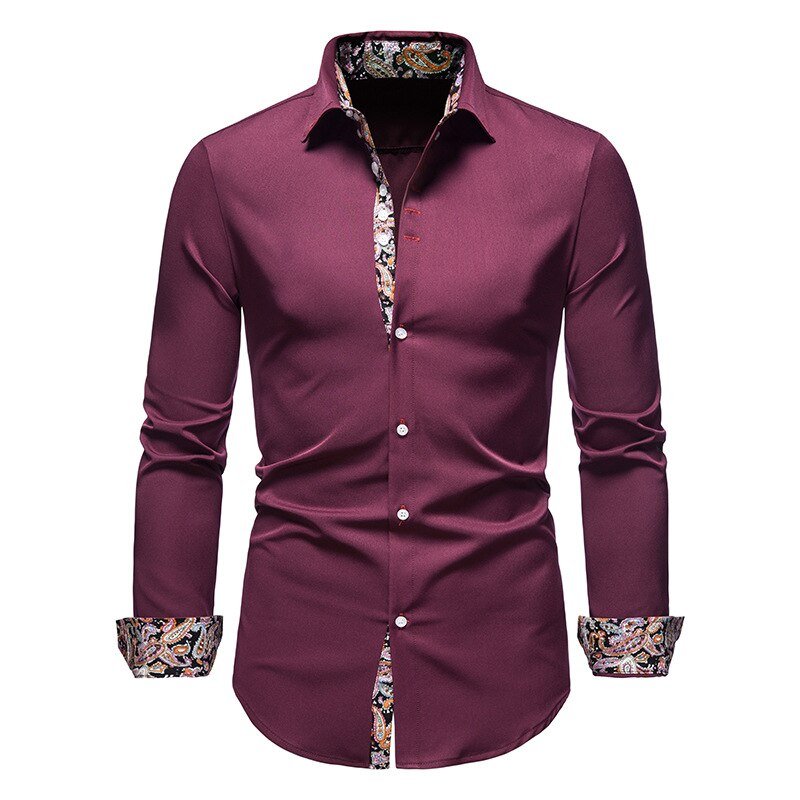Men's Button-Up Shirt | Spread Collar & Pattern Trim