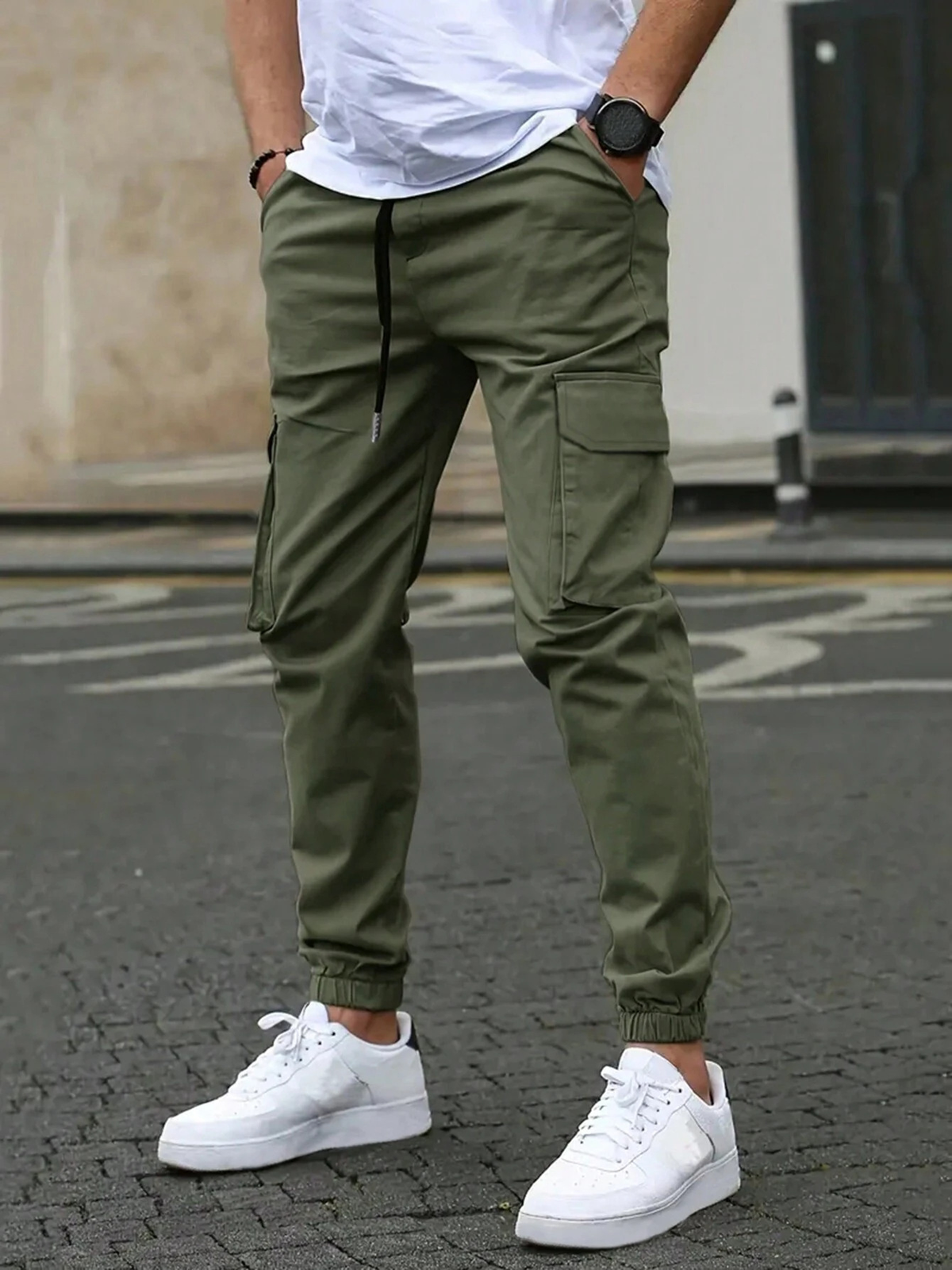 Men's Cargo Jogger Pants | Drawstring & Cuffed Ankles