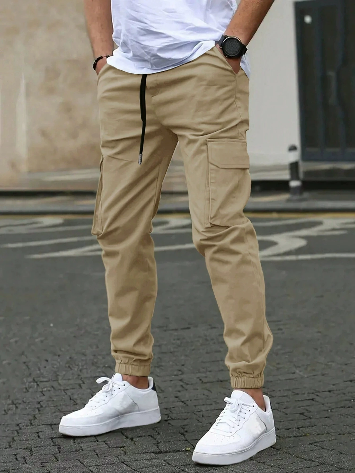 Men's Cargo Jogger Pants | Drawstring & Cuffed Ankles