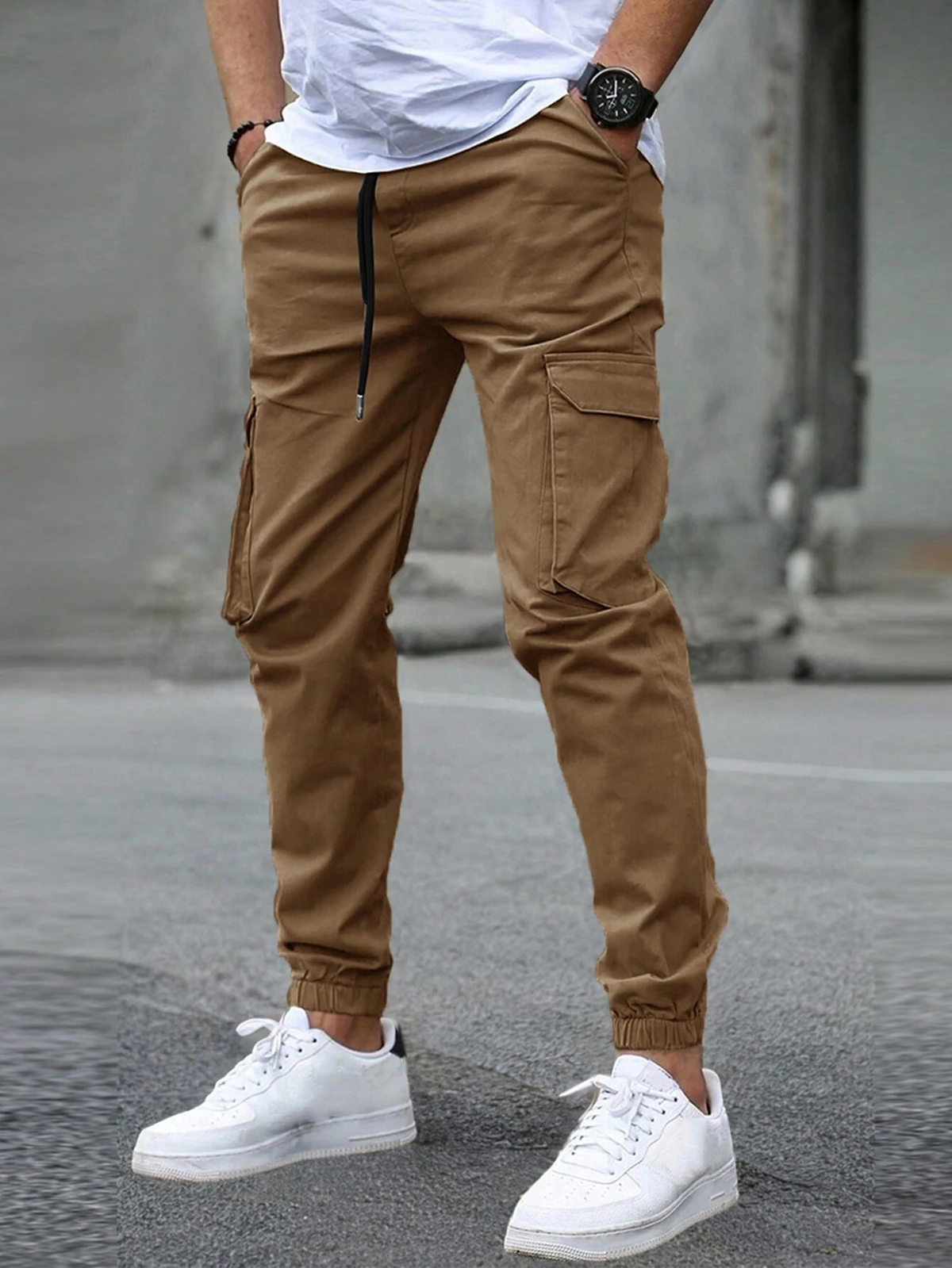 Men's Cargo Jogger Pants | Drawstring & Cuffed Ankles