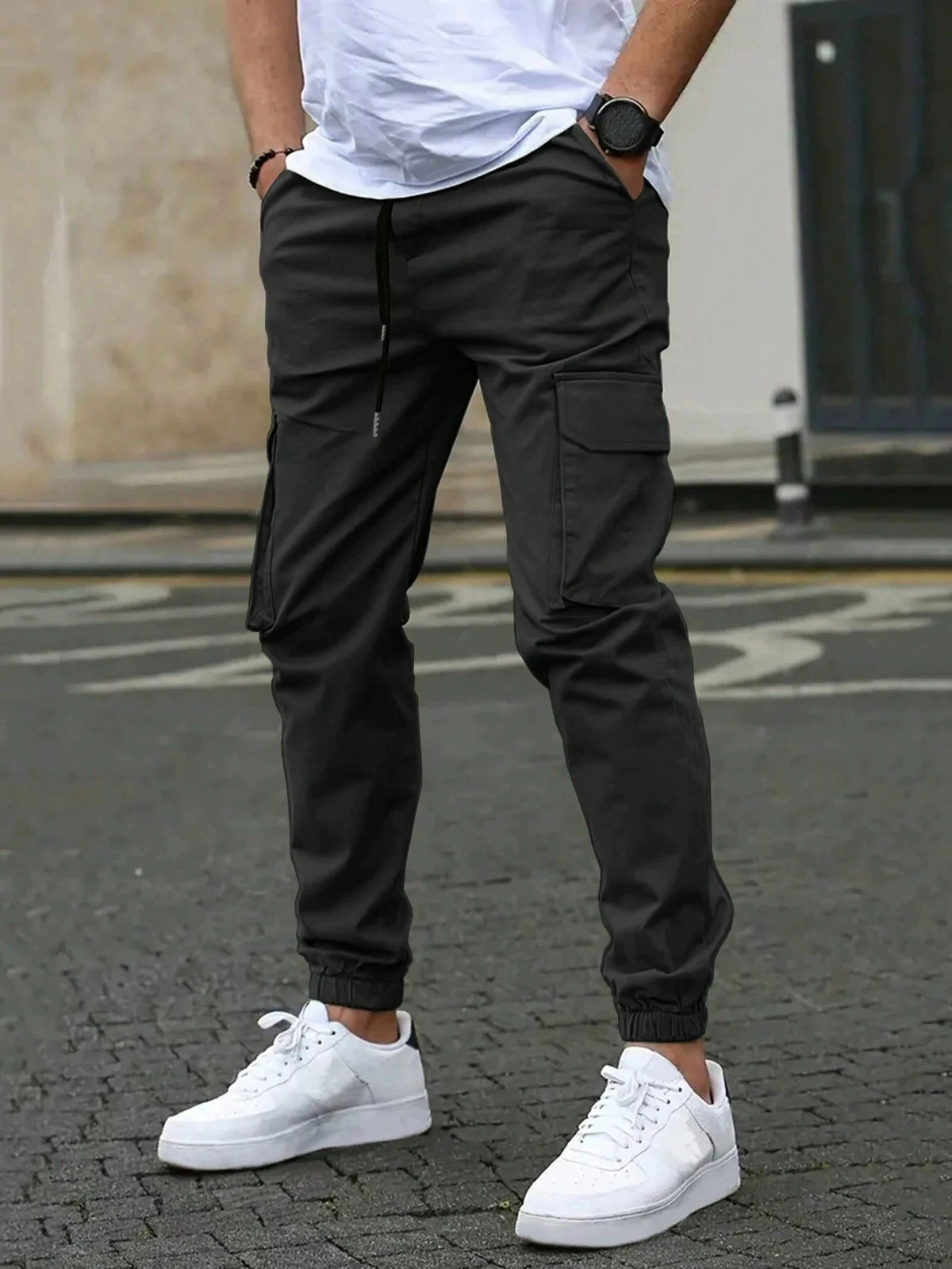 Men's Cargo Jogger Pants | Drawstring & Cuffed Ankles