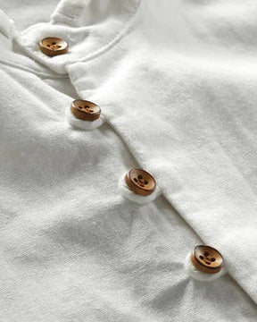 Men's Linen-Blend Shirt | Band Collar & Button Placket
