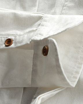 Men's Linen-Blend Shirt | Band Collar & Button Placket