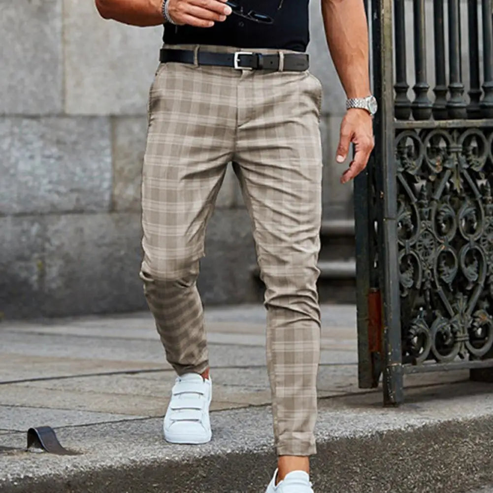 Men's Plaid Pants | Belt Loops & Cropped Tapered Leg