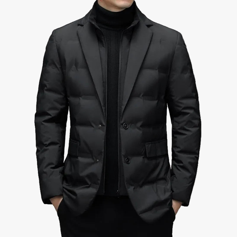 Men's Puffer Jacket | Notch Lapel & Flap Pockets