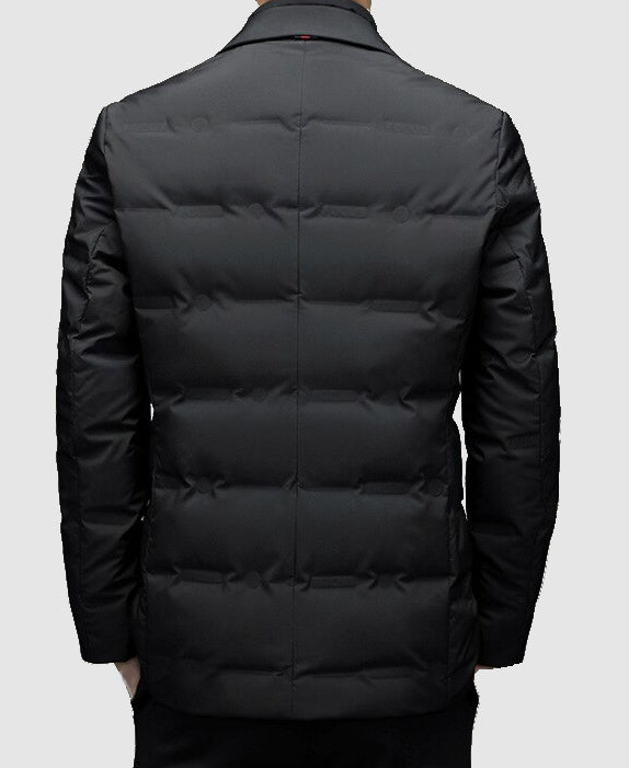 Men's Puffer Jacket | Notch Lapel & Flap Pockets