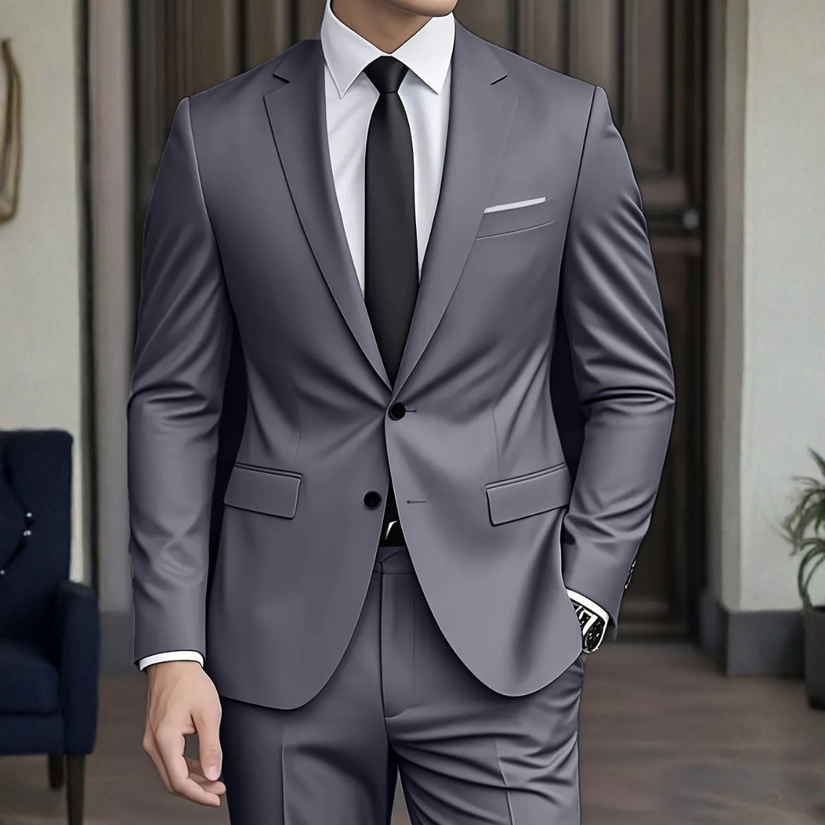 Men's Suit Set | Notch Lapels & Two-Button Jacket