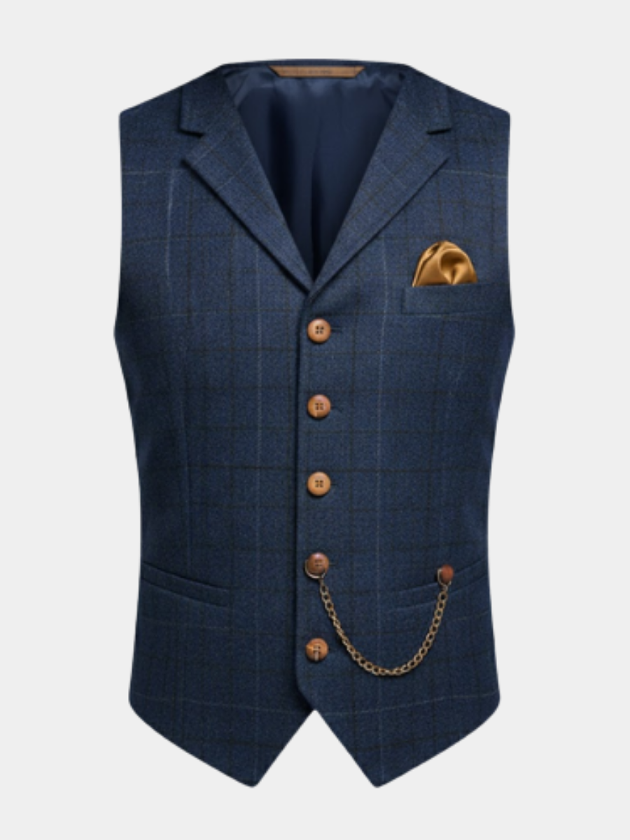 Men's Suit Vest | Notched Lapels & Chain Accent