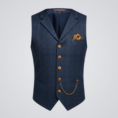 Men's Suit Vest | Notched Lapels & Chain Accent