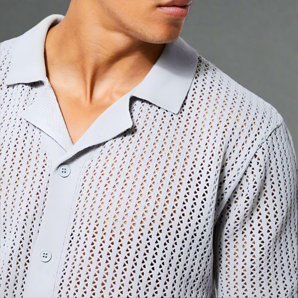 Men's Open Knit Camp Shirt | Textured Summer Style