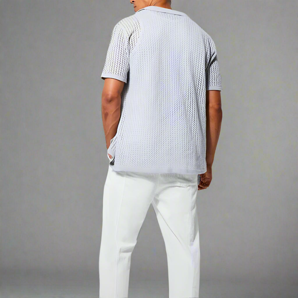 Men's Open Knit Camp Shirt | Textured Summer Style