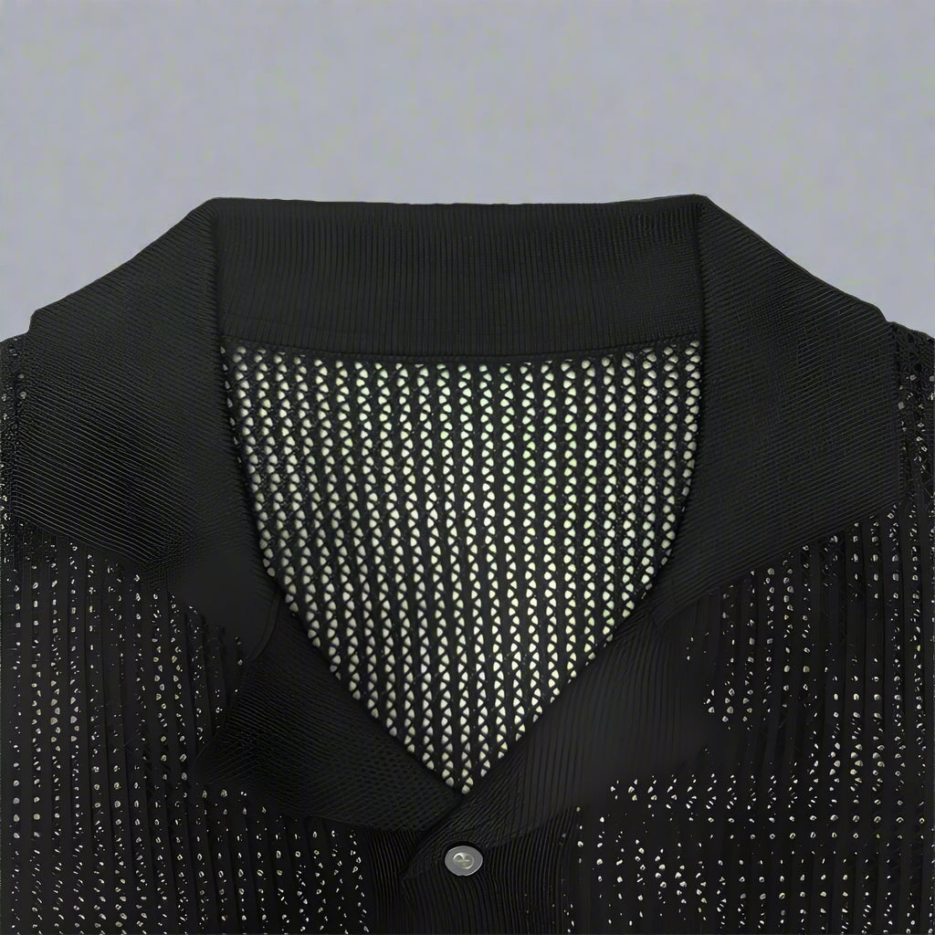 Men's Open Knit Camp Shirt | Textured Summer Style